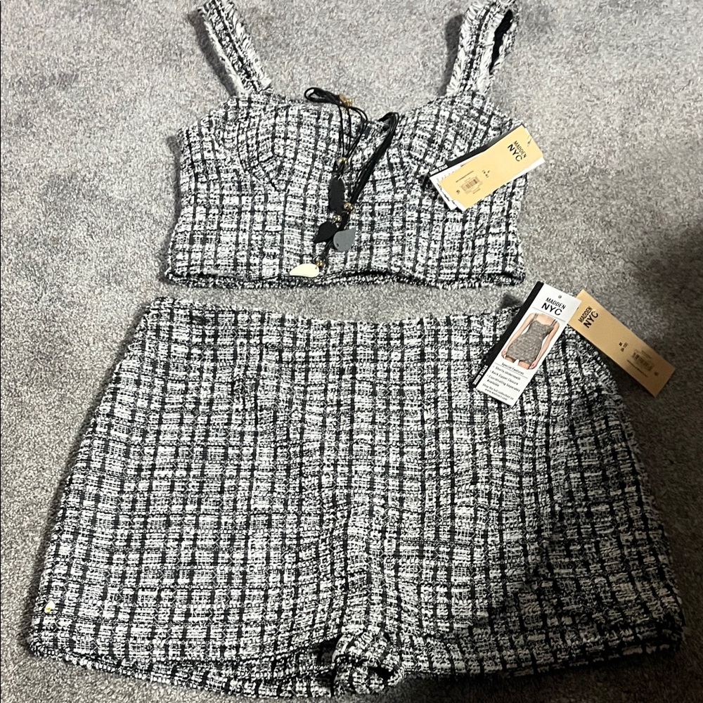 Chic Black and White Tweed Set